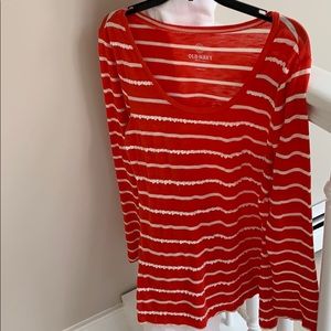 long sleeved top sequinned striped scoop neckline